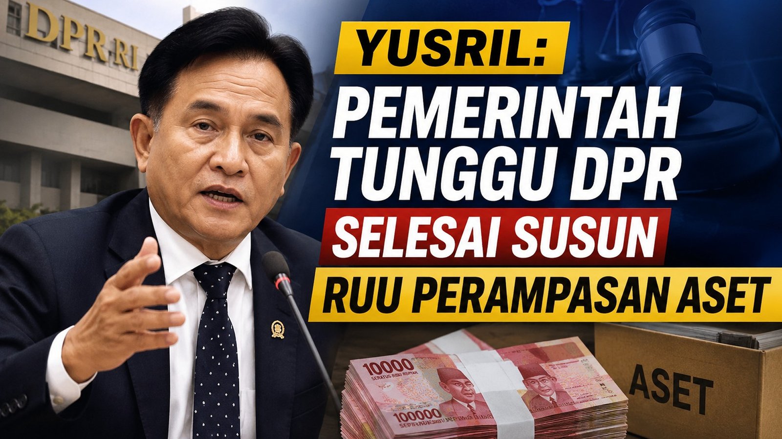Yusril: Pemerintah Tunggu DPR Rampungkan RUU Perampasan Aset, Komitmen Berantas Korupsi Tetap Berjalan