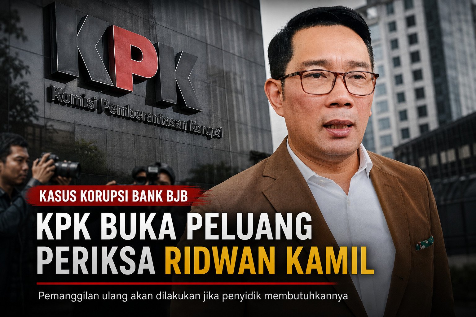 Penyidikan Bank BJB Berlanjut, KPK Pertimbangkan Kembali Periksa Ridwan Kamil