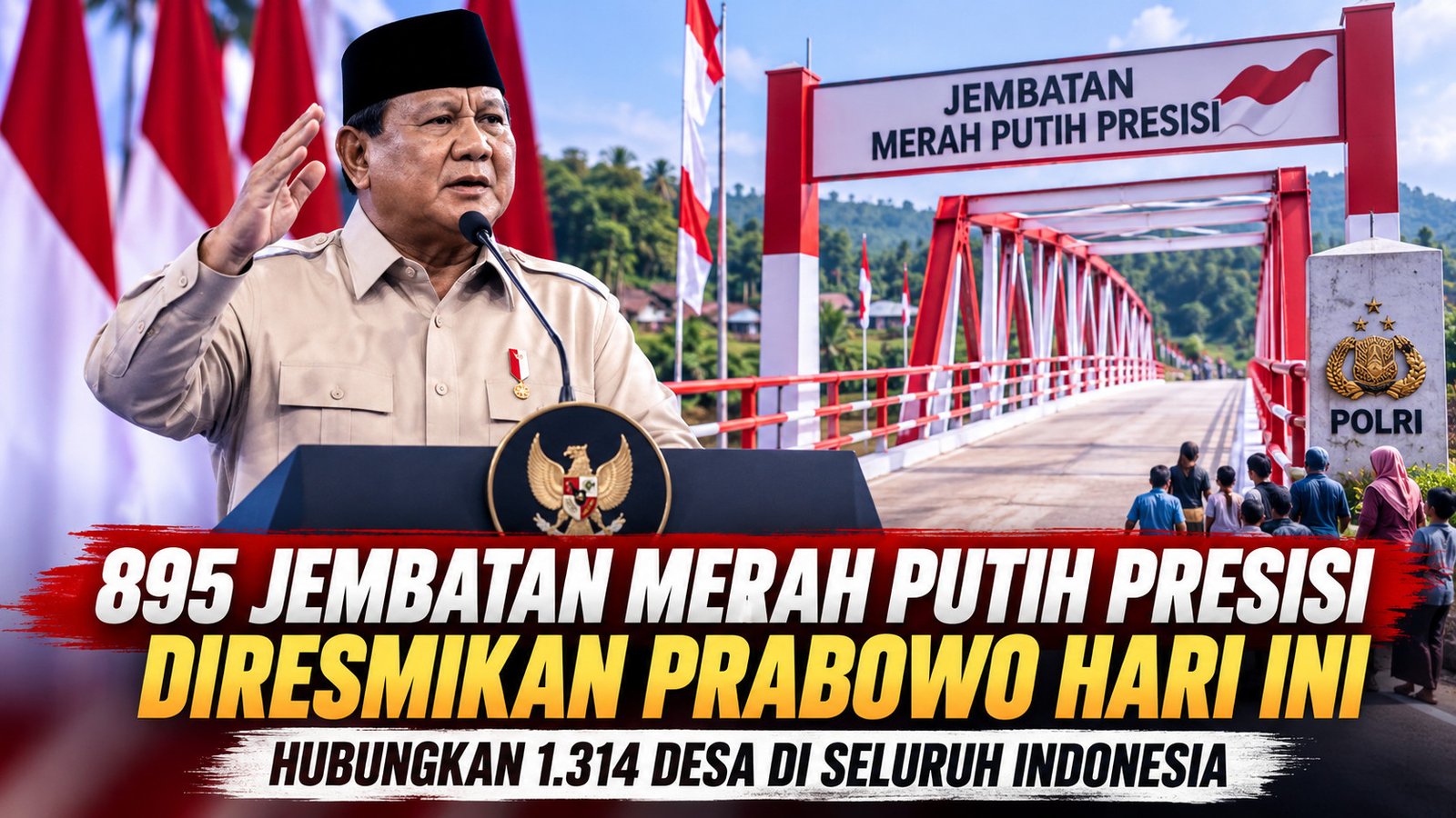 895 Jembatan Merah Putih Presisi Diresmikan Prabowo Hari Ini, Hubungkan 1.314 Desa