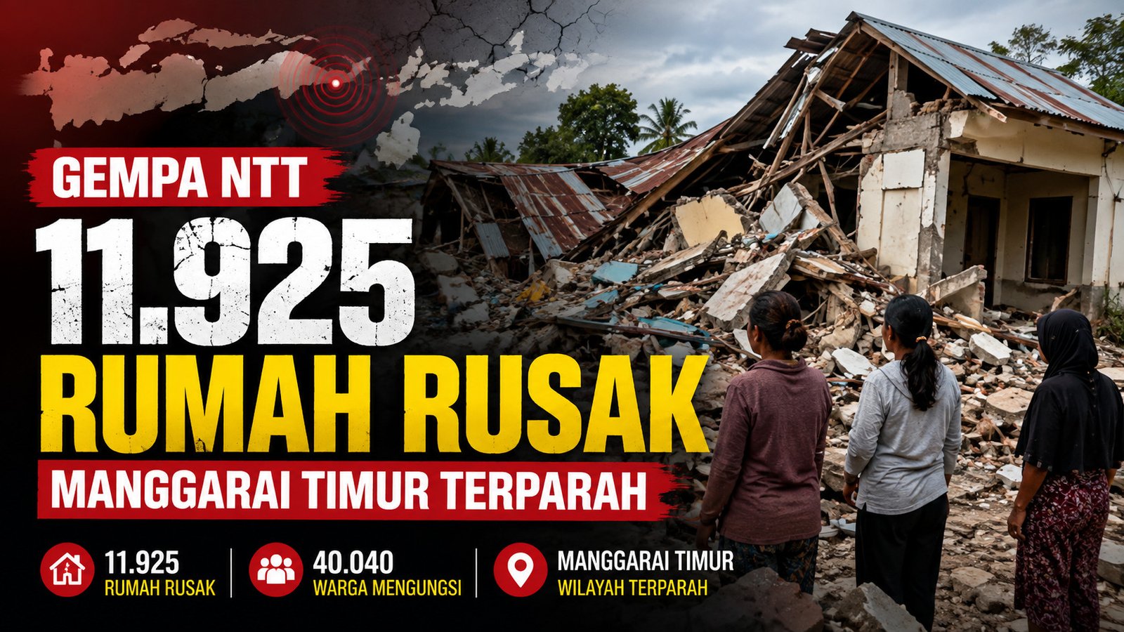11.925 Rumah Rusak Diguncang Gempa NTT, Manggarai Timur Jadi Wilayah Terparah