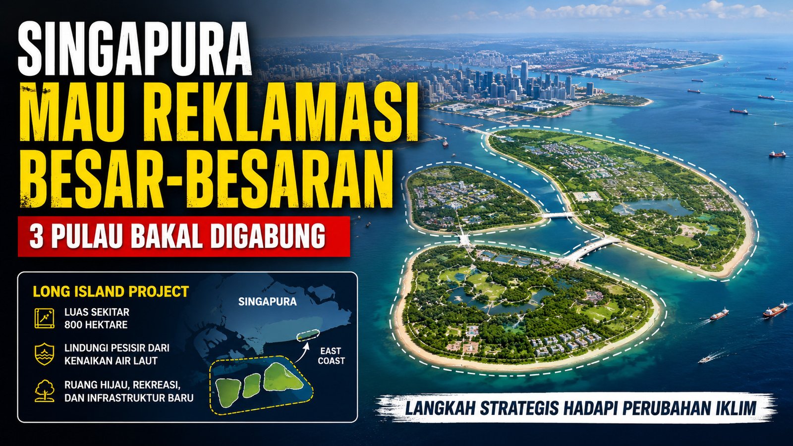 Singapura Mau Reklamasi Besar-besaran, 3 Pulau Bakal Digabung