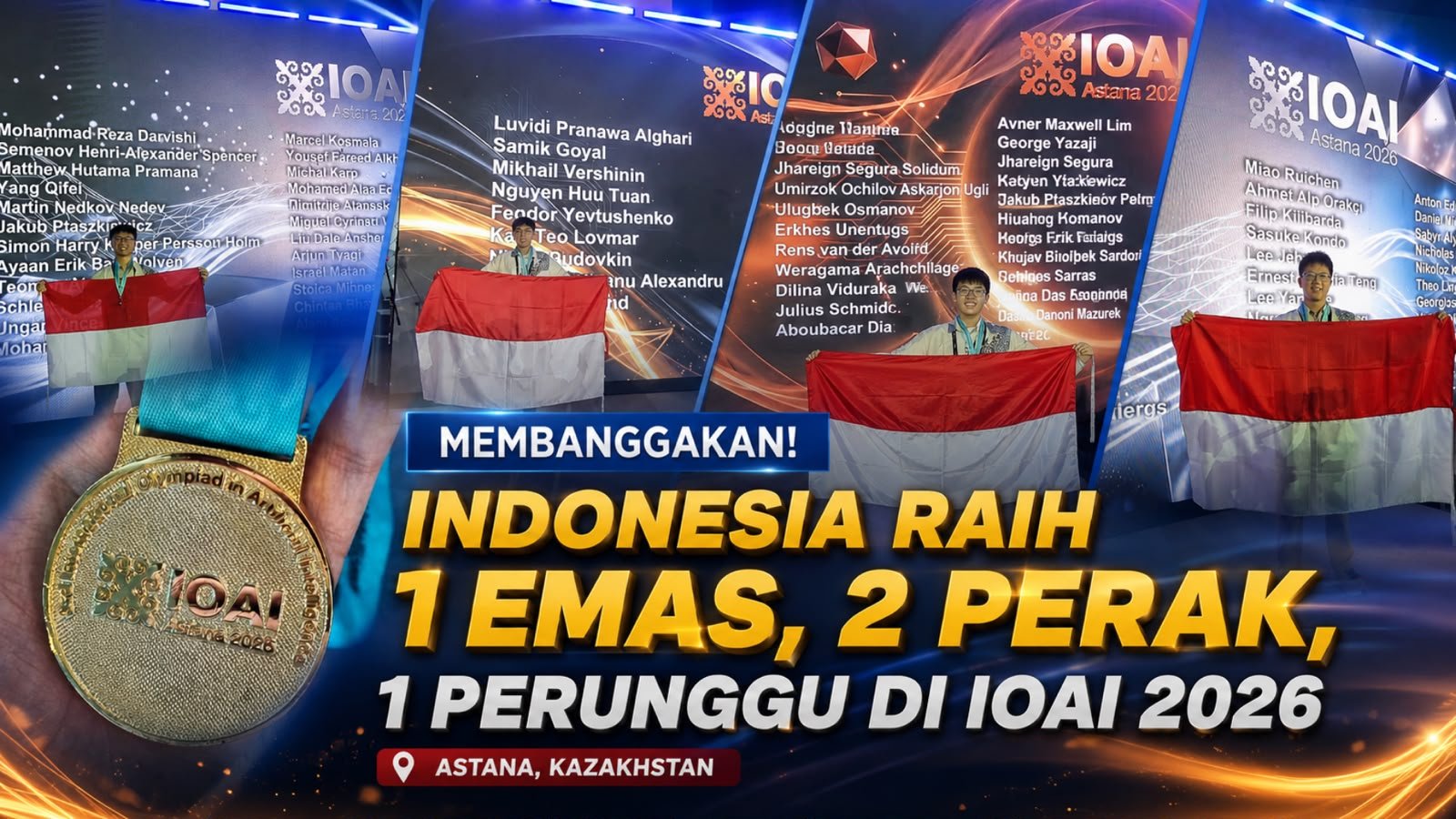 Siswa Indonesia Raih 1 Emas, 2 Perak, dan 1 Perunggu di Olimpiade AI Dunia 2026